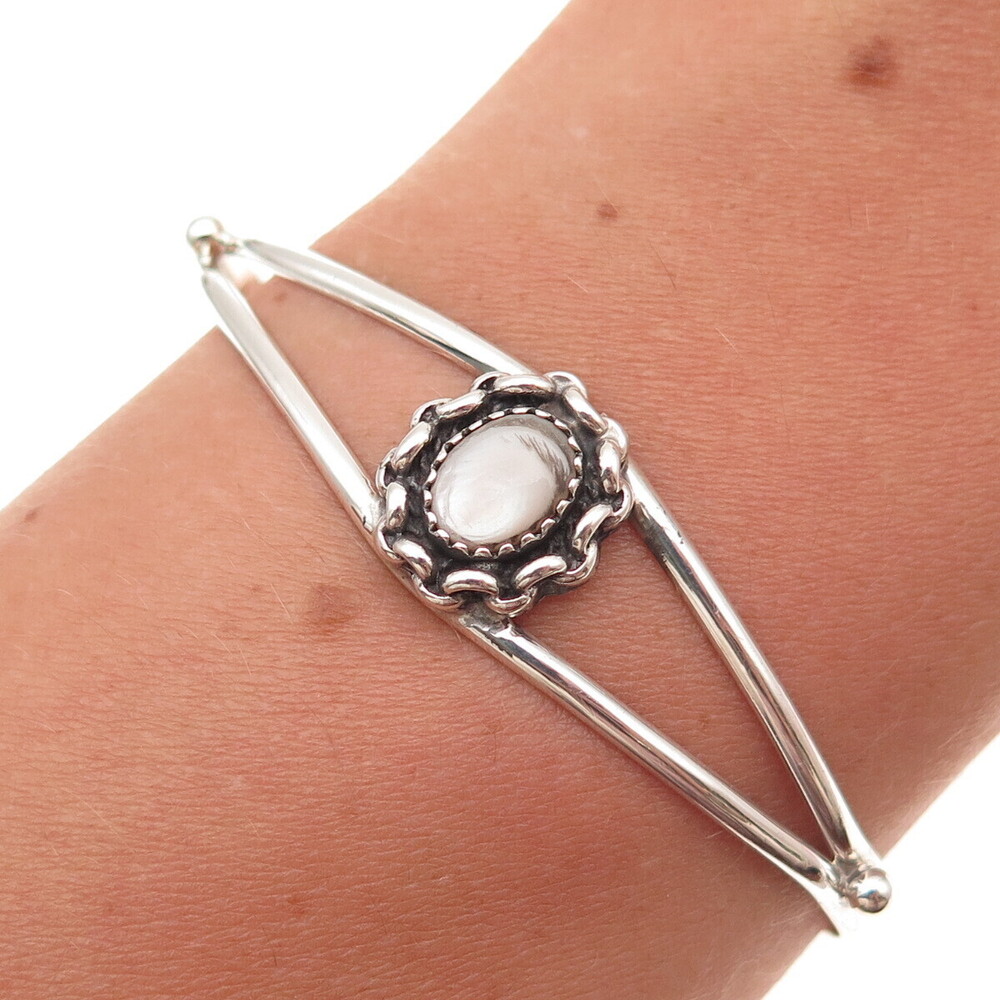 Old Pawn 925 Sterling Silver Vintage Southwestern MOP Adjustable Bracelet 5.5"